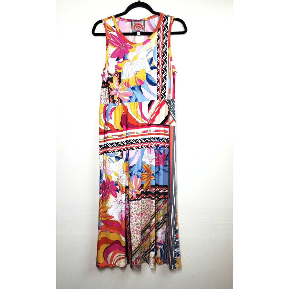 Johnny Was Rachel May Floral Easy Fit Tank Dress‎ Womens Small BAMBOO Midi